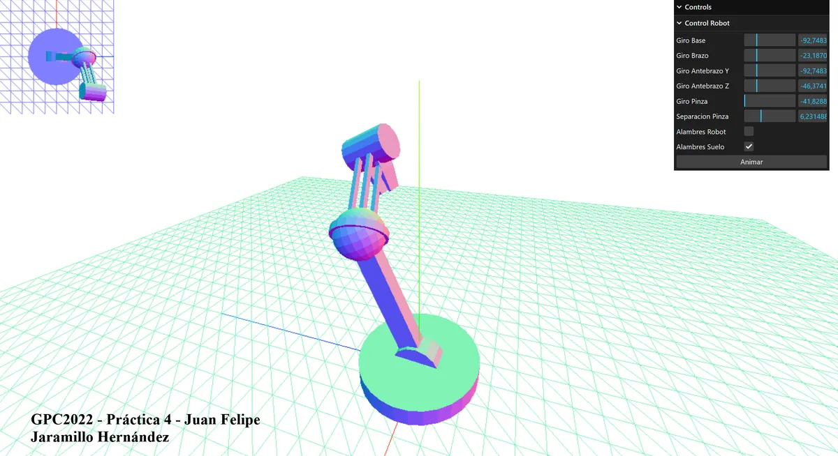 Práctica 4 — arm with live joint control panel